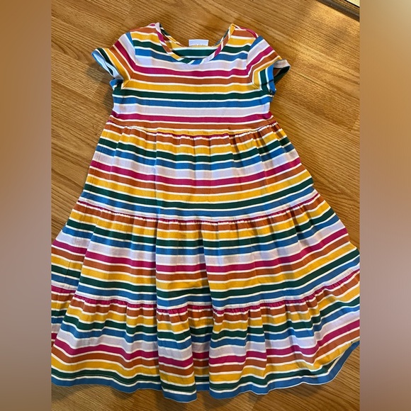 Hanna Andersson Rainbow Striped Tiered Girls Dress Size 8 - Picture 1 of 2